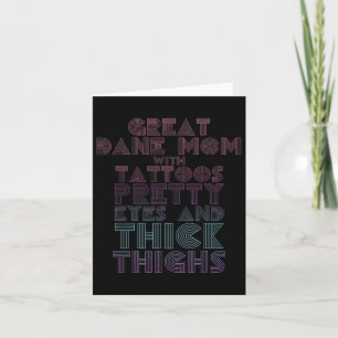 Mothers Day Gift Great Dane Mom Tattoos Dog Lover  Card