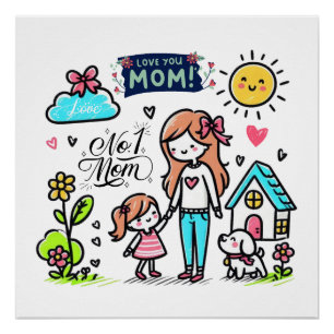 Mother's Day Gift   I Love You Mom Poster