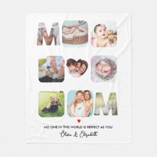 Mothers Day Gift Mom Birthday Family Photo Custom  Fleece Blanket