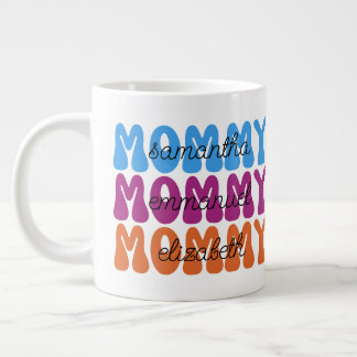 Mother's Day Gift Mommy Retro Kids Names Large Coffee Mug