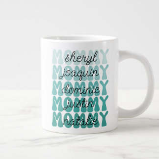Mother's Day Gift Mommy Retro Kids Names Large Coffee Mug
