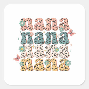 Mother's Day Gift Nana Flower Square Sticker