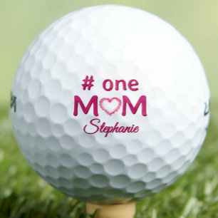 Mothers Day Gift #One MOM Pink Personalized Golf B Balls