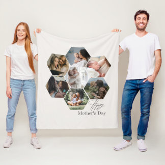 Mother's Day Gift Personalized MOMMY Photo Collage Fleece Blanket