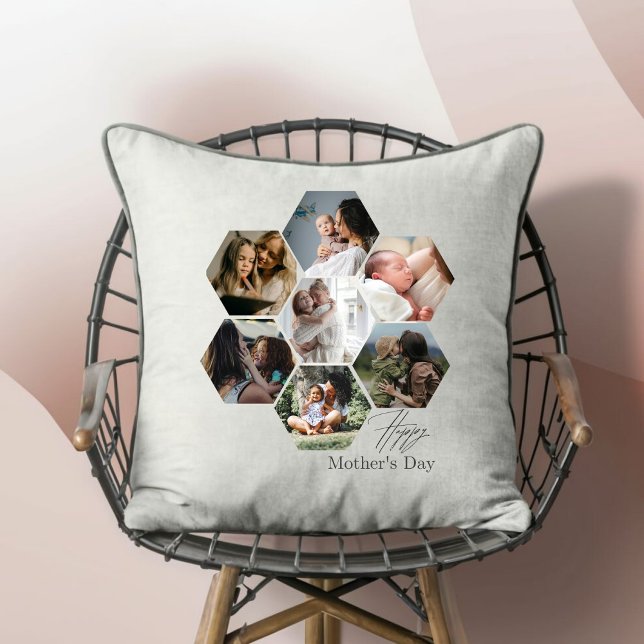 Mother's Day Gift Personalized MOMMY Photo Collage Throw Pillow (Creator Uploaded)