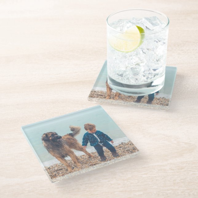 Mother's Day Gift Personalized Photo Glass Coaster (Angled)