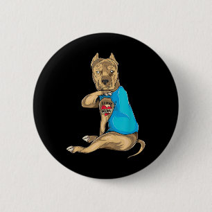 Mothers Day Gifts Funny Dog Pitbull I Love Mom Tat 2 Inch Round Button