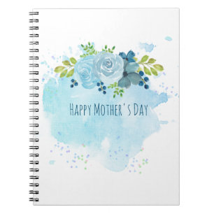 Mothers Day Gifts Modern Dusty Blue Flowers Custom Notebook