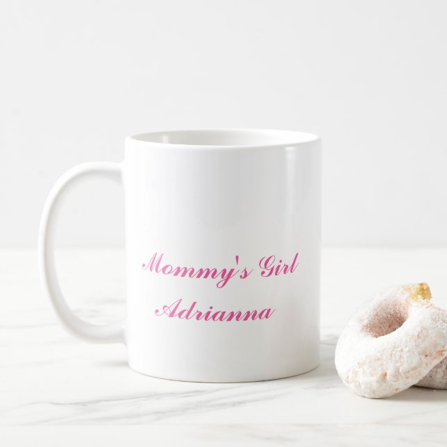 Mother's Day Gifts Mommy's Girl Pink White Classy Coffee Mug (With Donut)