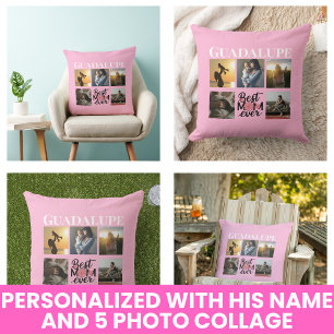 Mothers Day Gifts Photo Collage Monogrammed Script Throw Pillow