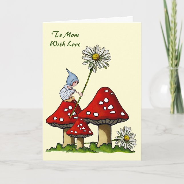 Mother's Day: Gnome on Toadstool, Daisy: Art Card (Front)