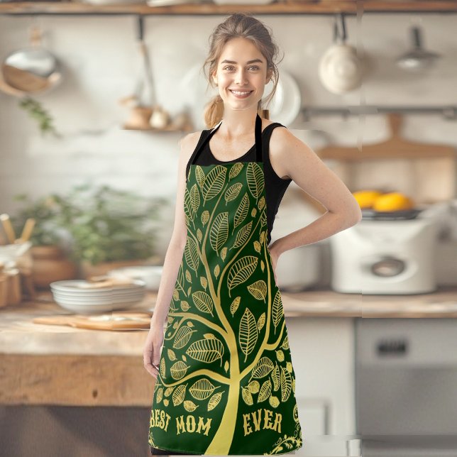Mother's Day Gold Tree Of Life Best Mom Ever Chef Apron (Mother's Day Gold Tree Of Life Best Mom Ever Chef Apron)