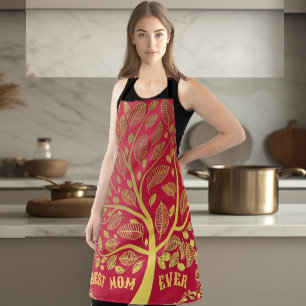 Mother's Day Gold Tree Of Life Best Mom Ever Chef Apron