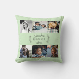 Mother's day grandma keepsake family photo collage throw pillow
