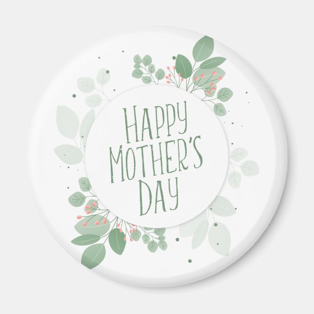 Mother's Day Green Leaves Wreath | Magnet (Front)