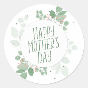 Mother's Day Green Leaves Wreath   Sticker