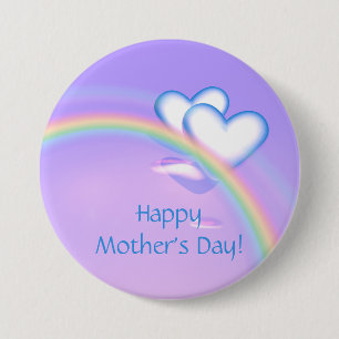 Mothers Day Hearts on Rainbow 3 Inch Round Button