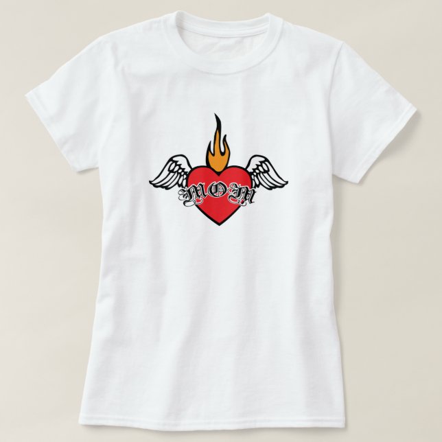 Mothers day I LOVE mom with wings T-Shirt (Design Front)