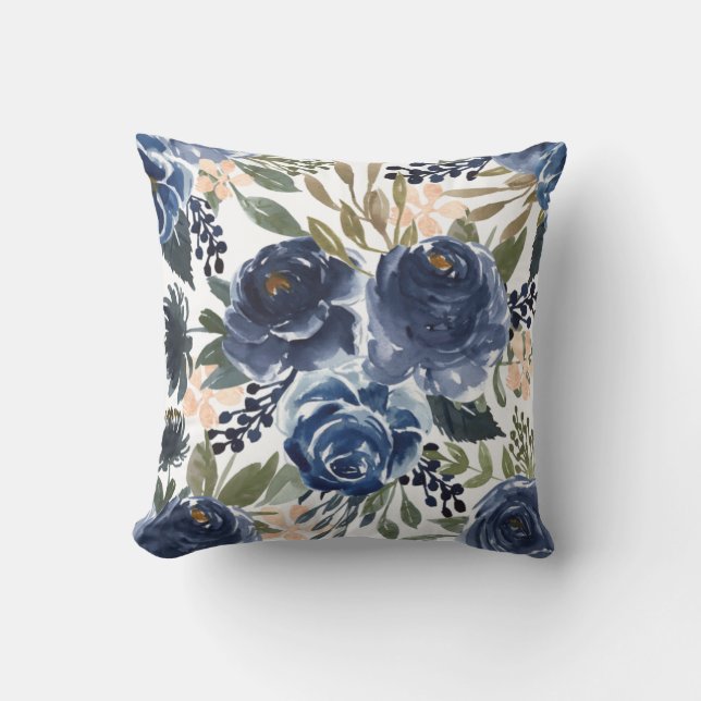 Mothers Day Indigo Rose  Throw Pillow (Front)