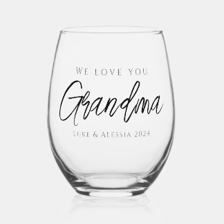 Mother's Day Keepsake We Love you Grandma Stemless Wine Glass
