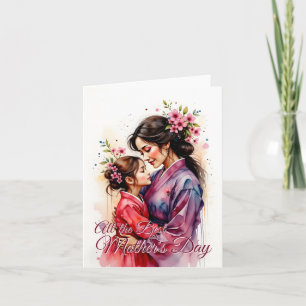 Mother's Day Kimono Art with Floral Embrace Card