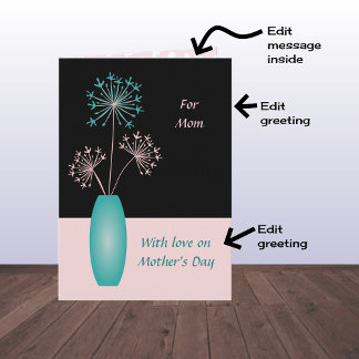 Mothers Day large custom text flowers for mom Card