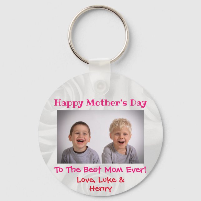 Mother's Day Love Best Mom Ever Cute Kids Photo Keychain (Front)