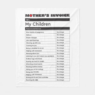 Mother's Day Love Invoice Blanket - Heartfelt Gift
