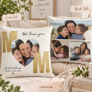 Mother's Day Love Mom Keepsake Photo Collage Throw Pillow