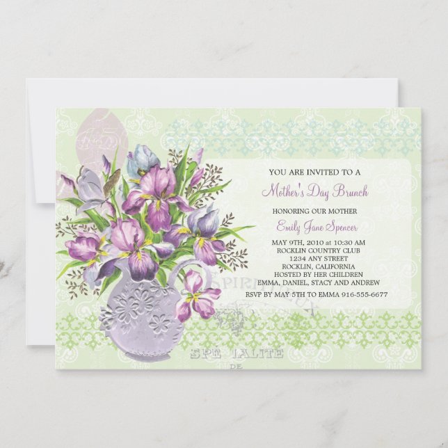 Mother's Day Lunch Reunion Elegant Floral Invitation (Front)