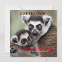 Mothers Day Luncheon Invitation Mom And Baby Lemur