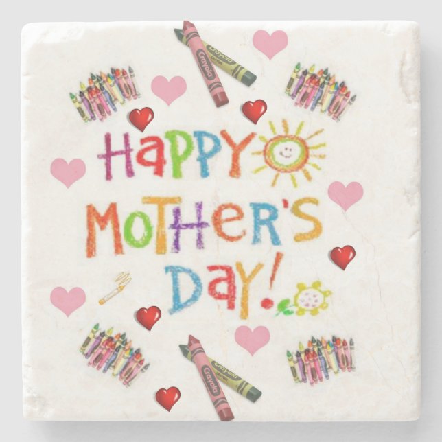 Mother's Day Marble Stone Coaster (Front)
