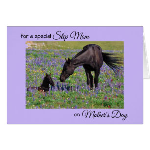 Mother's Day Mare & Foal Floral Pasture Photo Note