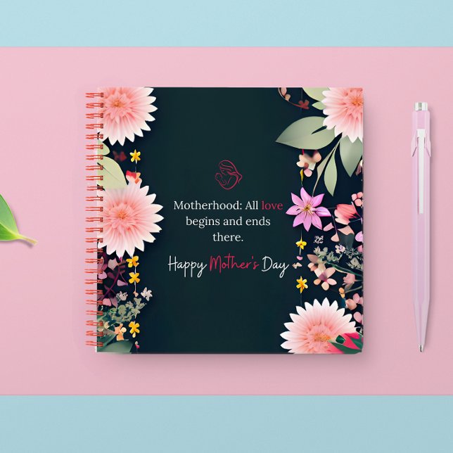 Mother's Day message in black customizable Notebook (Mother's Day message in black customizable Notebook)