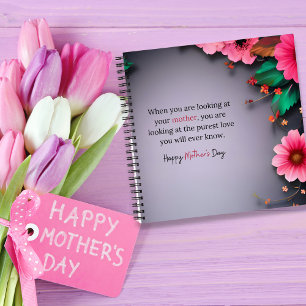 Mother's Day message in grey customizable Notebook