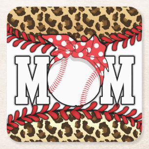 Mother's Day Messy Hair Baseball  Square Paper Coaster