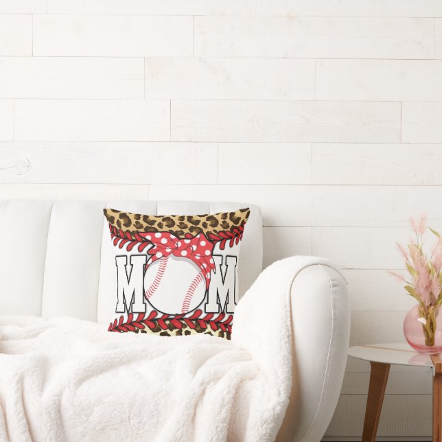 Mother's Day Messy Hair Baseball  Throw Pillow (Couch)