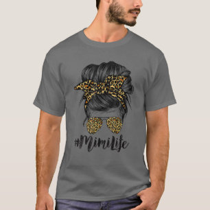 Mother's Day Mimi Life Hair Bandana Glasses Leopar T-Shirt