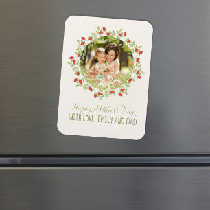 Mother's Day Minimalist Rose Watercolor Wreath Magnet
