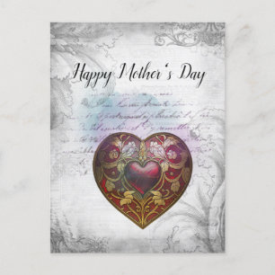 Mother's Day Mixed media heart design Postcard