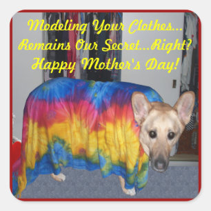 Mother's Day Modelling Clothes Square Sticker