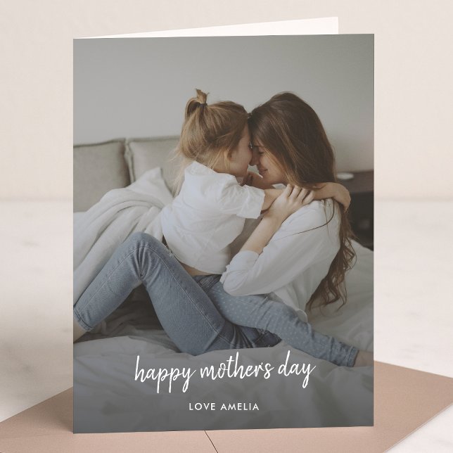 Mother's Day | Modern Script Handwritten Photo Card (Creator Uploaded)