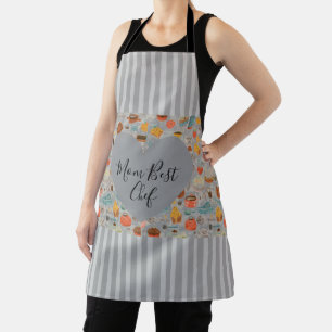 Mothers Day,Mom Best Chef, Stripes,Modern,Cute Apron