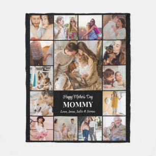 Mother's Day Mom Birthday Photo Collage 15 Picture Fleece Blanket