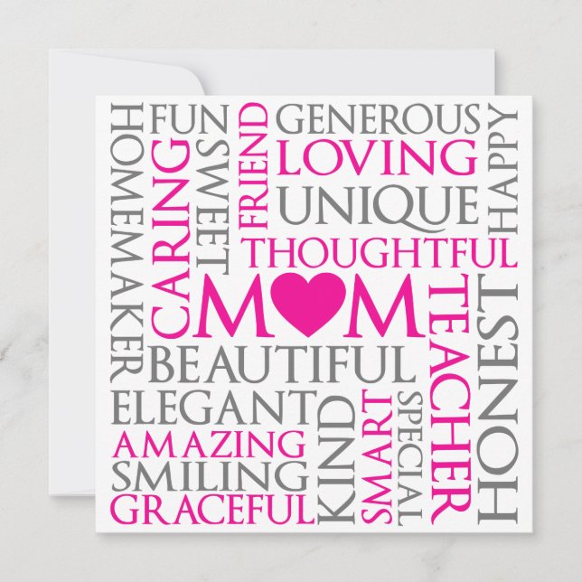 Mothers Day Mom Love Tribute Holiday Card (Front)