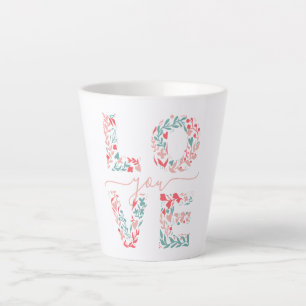 mother's day mom Love You Floral Elegant Script Latte Mug