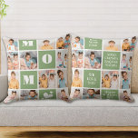 Mother's Day MOM Modern Green 12 Photo Collage Throw Pillow<br><div class="desc">Introducing the perfect gift for the best MOM ever - a personalized photo collage pillow! This stylish and modern pillow features space for 12 special pictures, bold MOM in a colour block design, creating a unique and sentimental gift that any mother would adore. With the spaces to add personalized special...</div>
