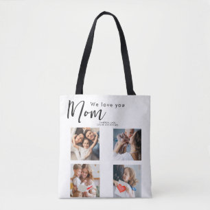 mothers day,mom,photo collage,we love you,typograp tote bag