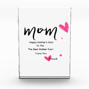 Mother's Day Mom Pink Hearts Photo Block