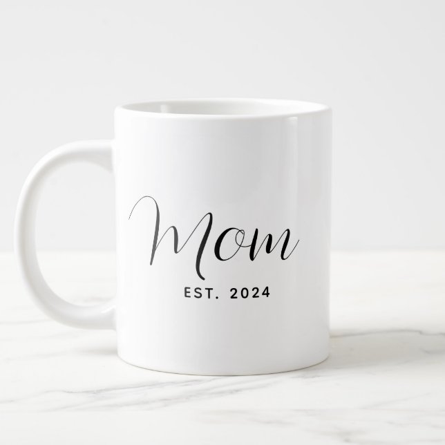 Mothers Day Mom Script Modern Large Coffee Mug (Left)
